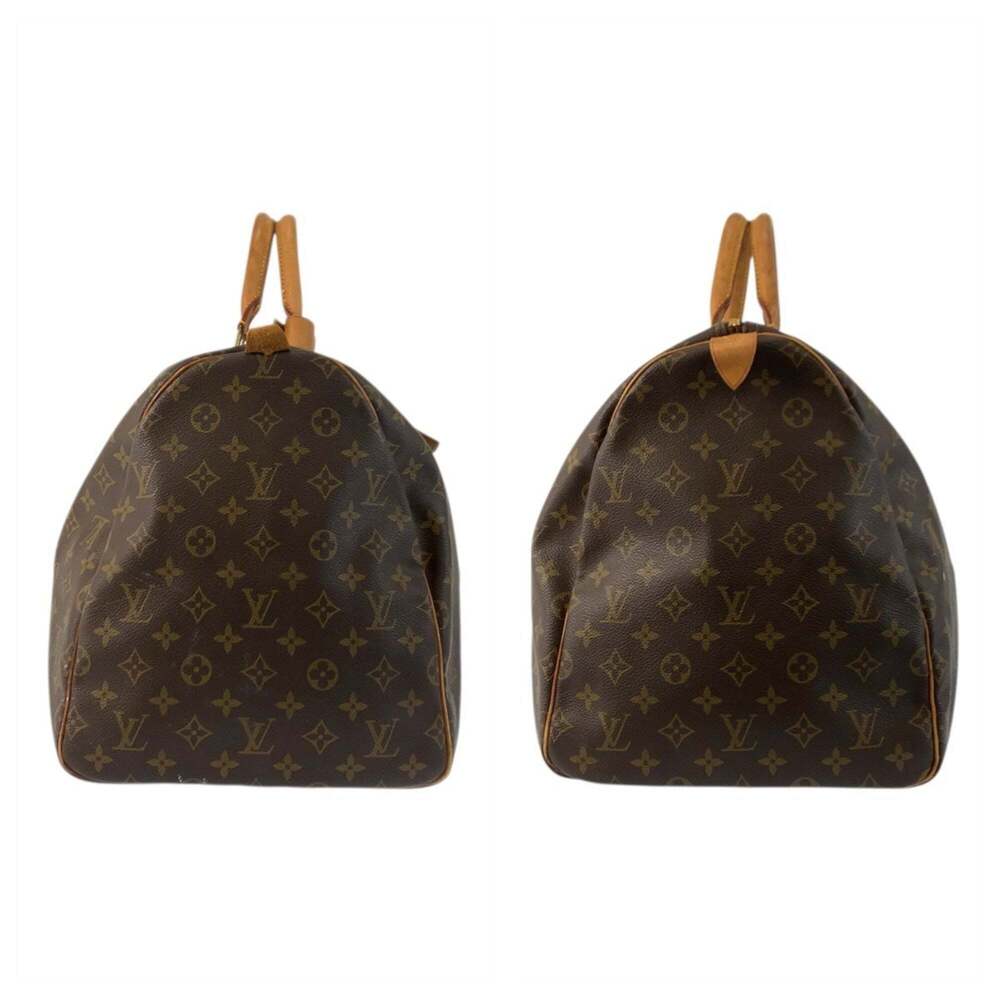 LOUIS VUITTON Authentic Brown Monogram Leather Keepall 55 Boston Bag - Picture 7 of 10